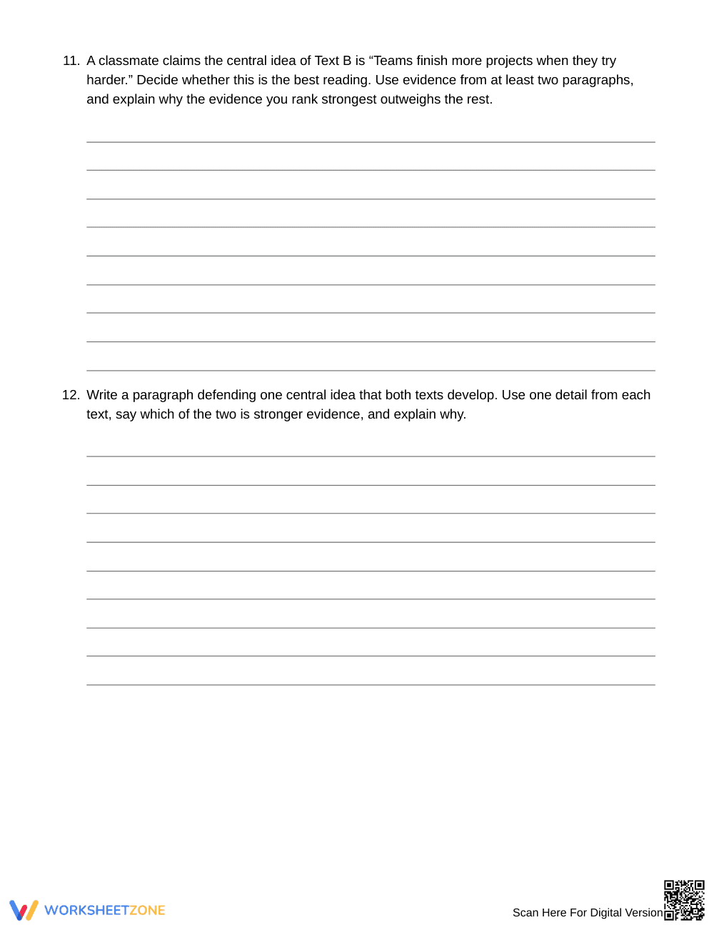 Printable Key Details Develop Ideas Worksheet | Grade 8 ELA - Page 5