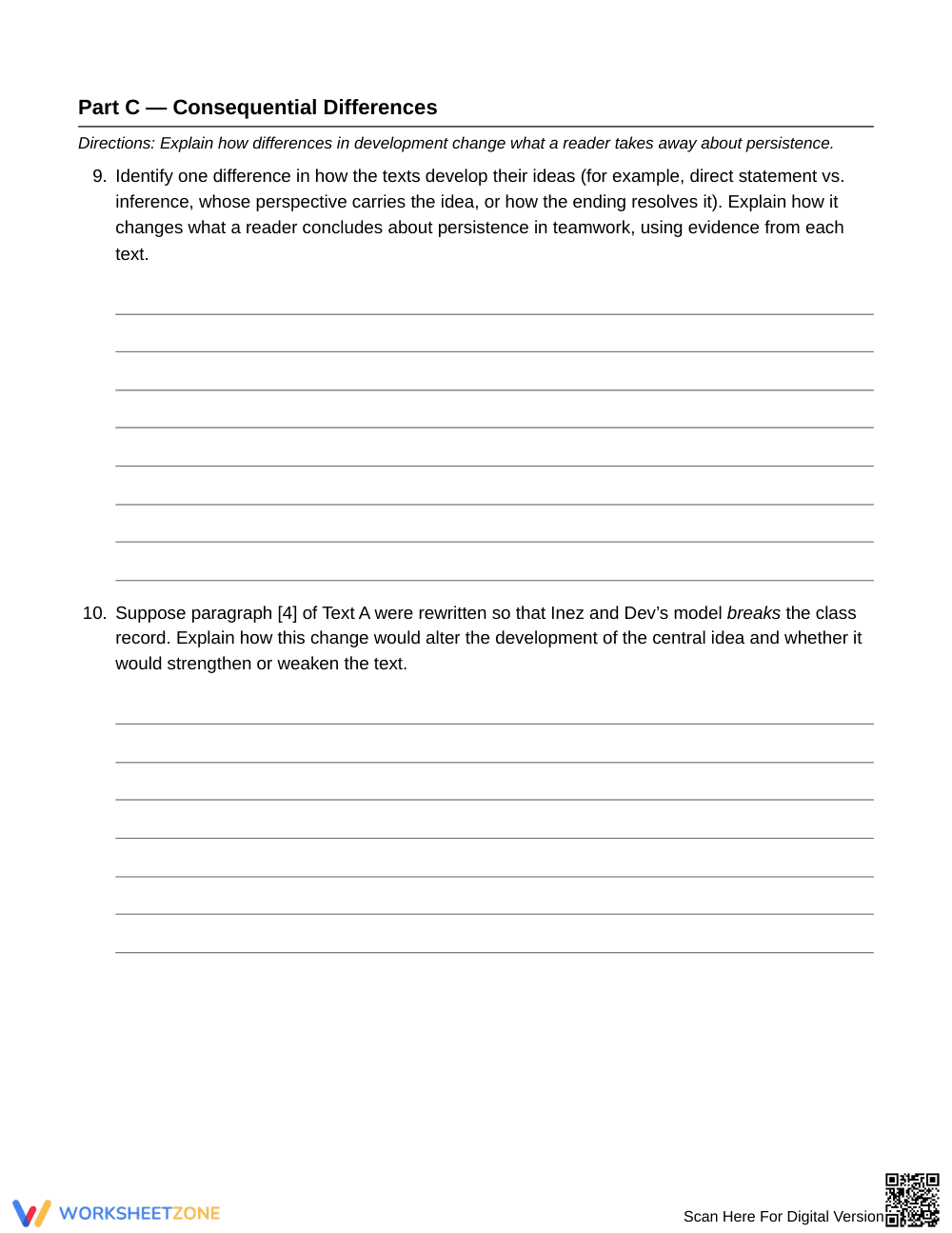 Printable Idea Development Worksheet | Grade 8 ELA - Page 5