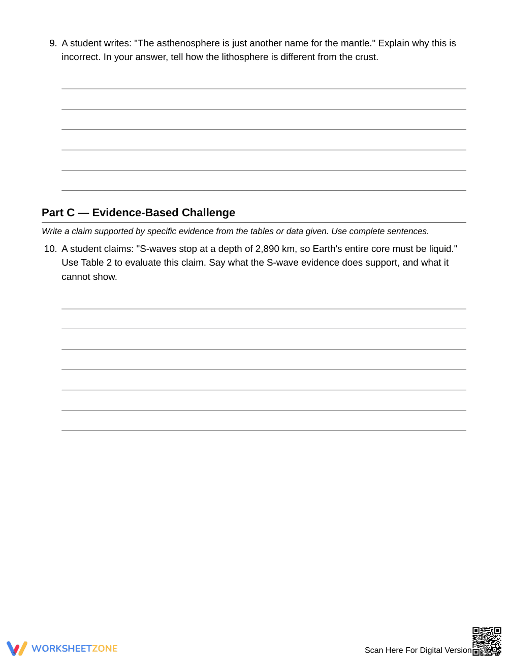 Printable Earth-Layers Evidence Worksheet | Grade 8 Science - Page 4