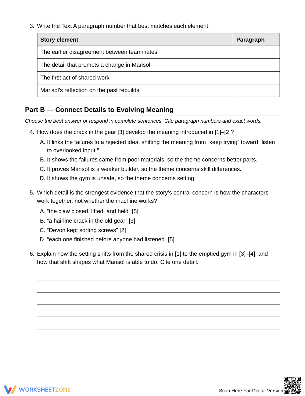 Printable Turning Details & Meaning Worksheet | Grade 8 ELA - Page 3