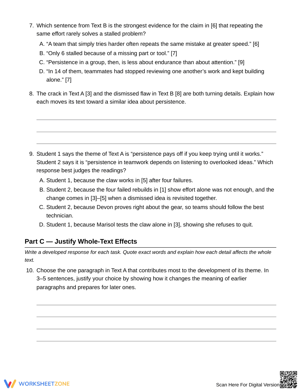Printable Turning Details & Meaning Worksheet | Grade 8 ELA - Page 4