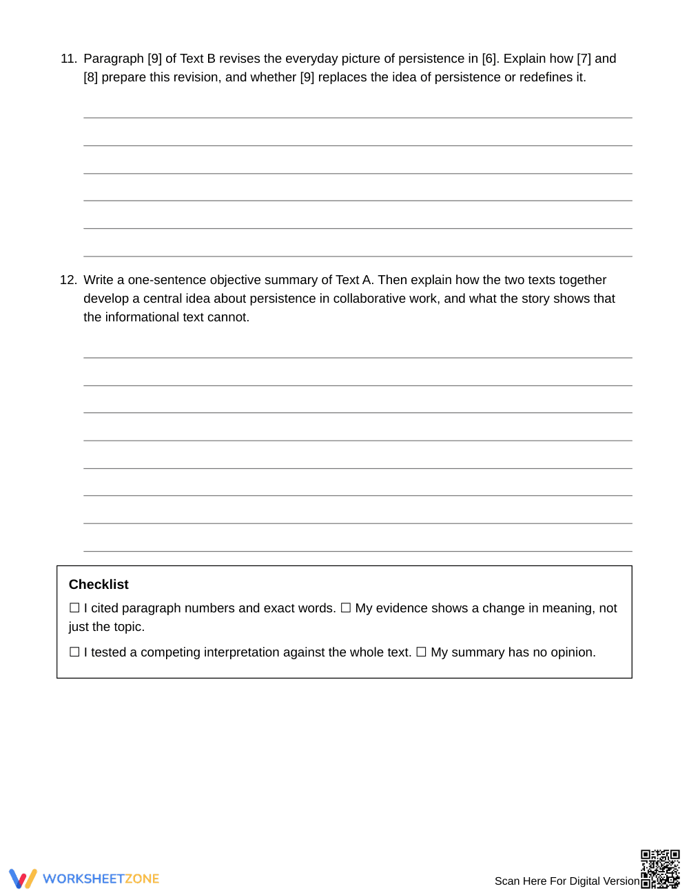 Printable Turning Details & Meaning Worksheet | Grade 8 ELA - Page 5