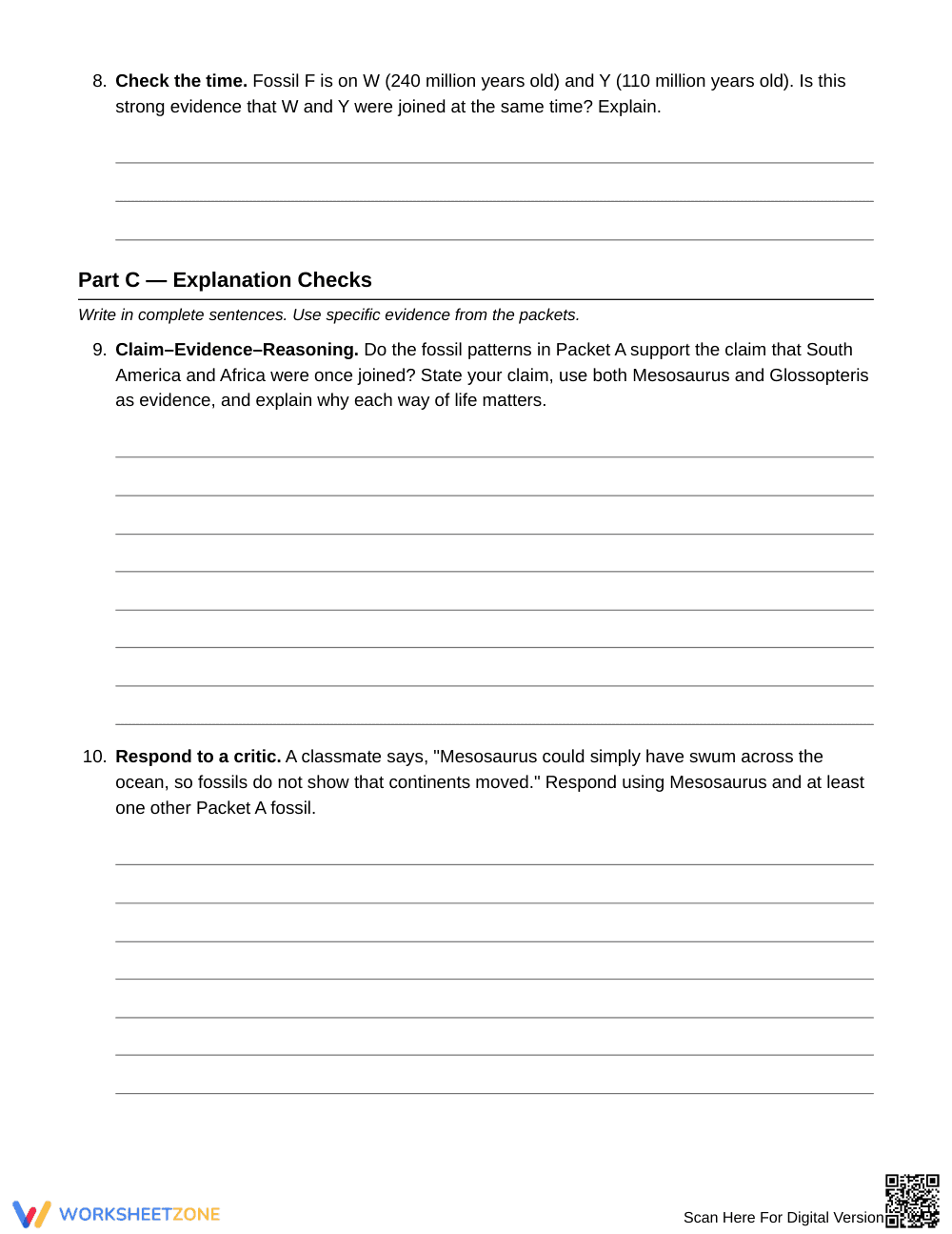 Printable Fossil Patterns Worksheet | Grade 8 Science - Page 5