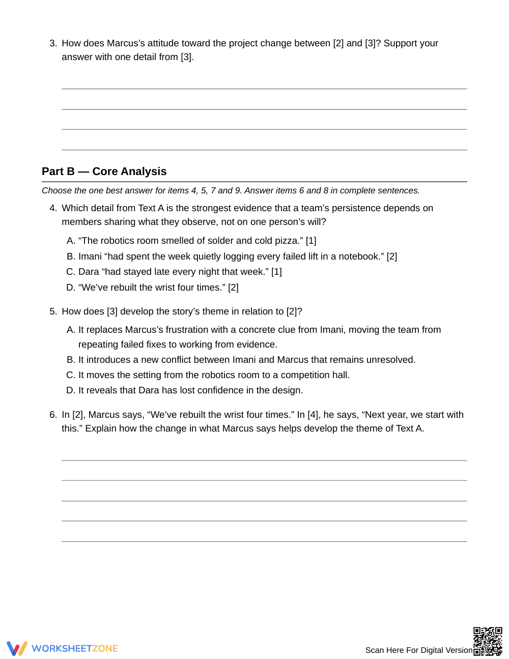Printable Theme & Central Idea Worksheet | Grade 8 ELA - Page 3
