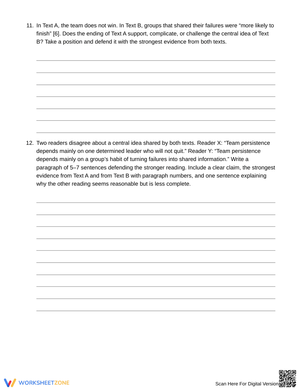 Printable Theme & Central Idea Worksheet | Grade 8 ELA - Page 5