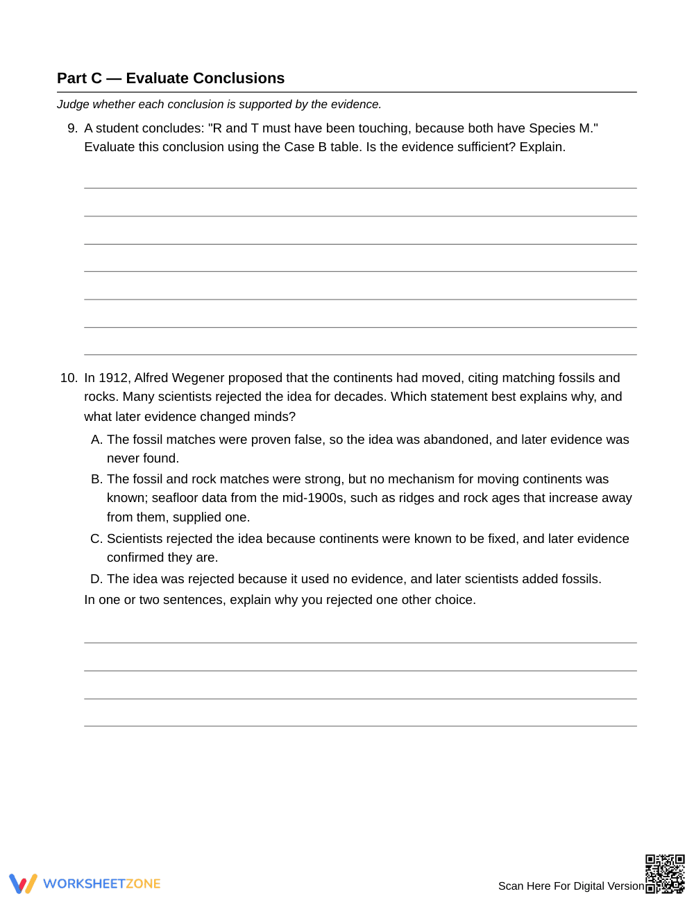 Printable Pangaea Evidence Worksheet | Grade 8 Science - Page 5