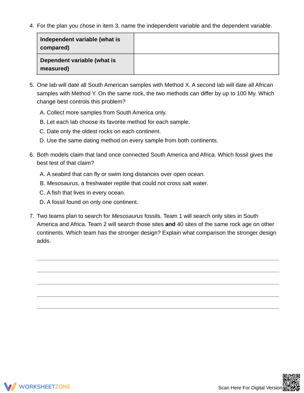 Printable Pangaea Test Design Worksheet | Grade 8 Science - Page 3
