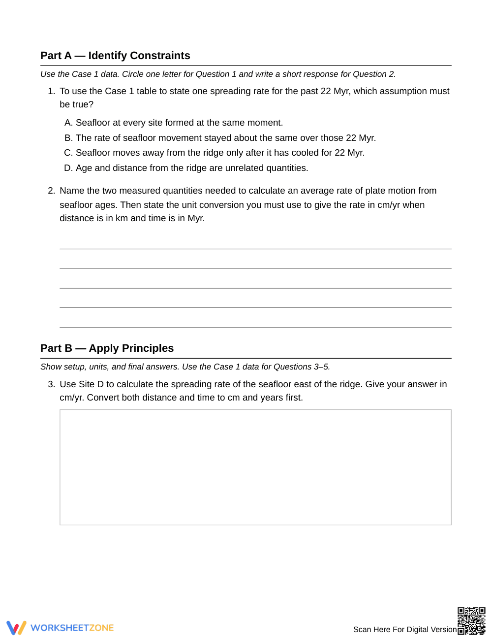 Printable Plate-Motion Scenario Worksheet | Grade 8 Science - Page 2