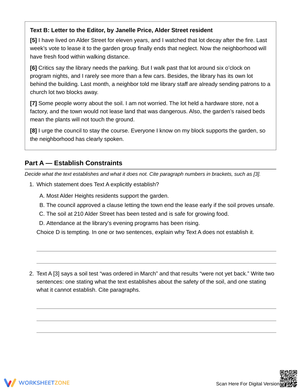 Printable What Text Cannot Establish Worksheet | Grade 8 ELA - Page 2