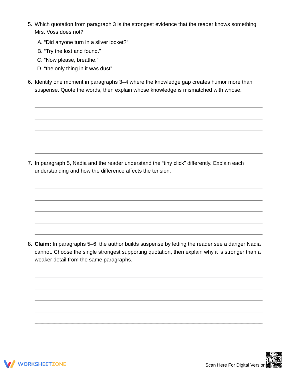 Printable Knowledge Gaps Worksheet | Grade 8 ELA - Page 4