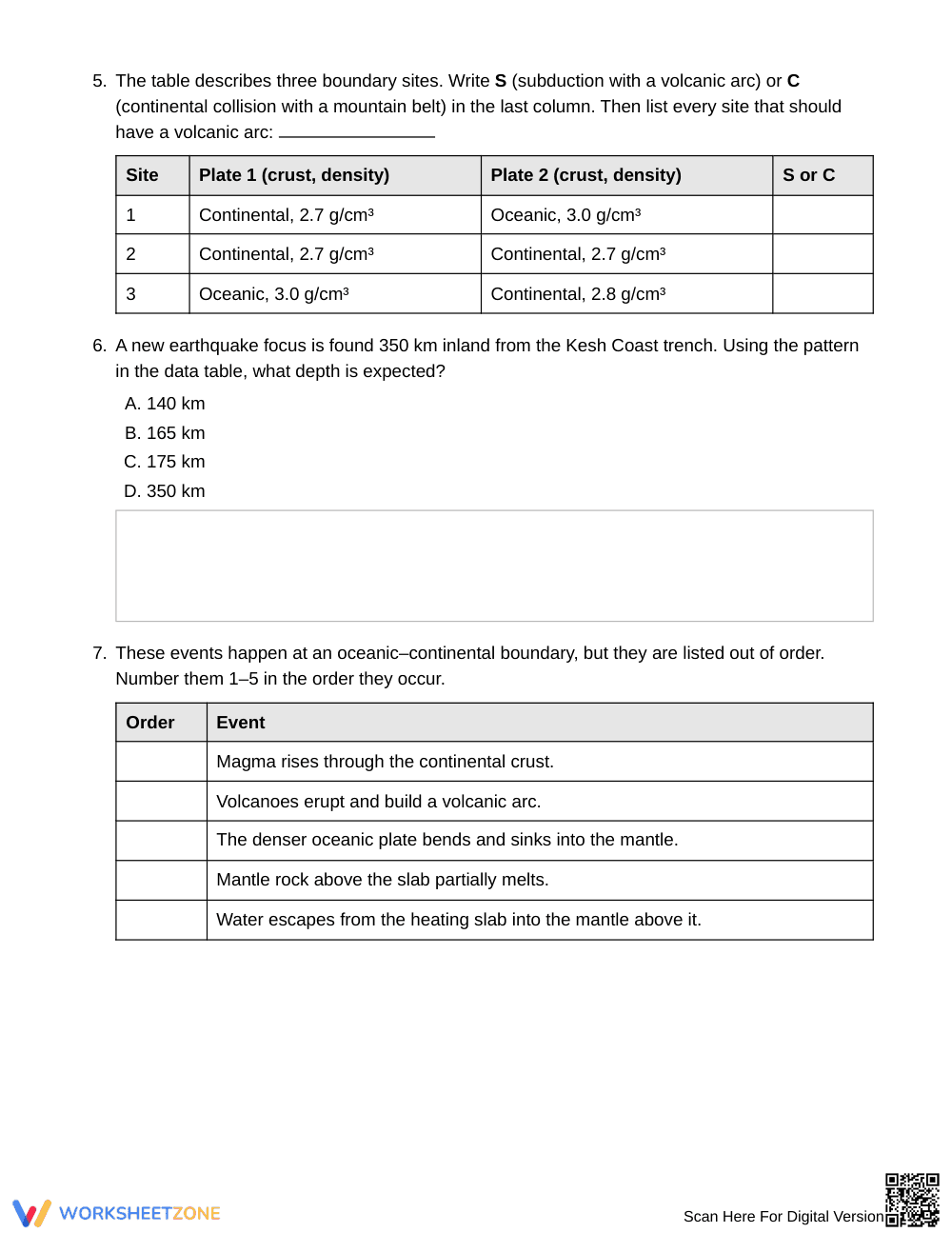Printable Subduction Outcomes Worksheet | Grade 8 Science - Page 4