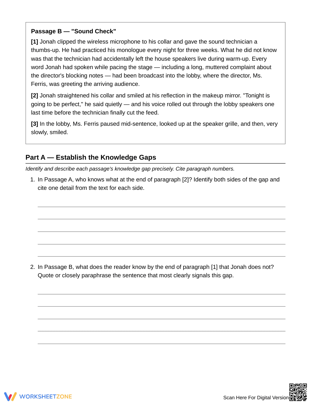 Printable Dramatic Irony & Suspense Worksheet | Grade 8 ELA - Page 2