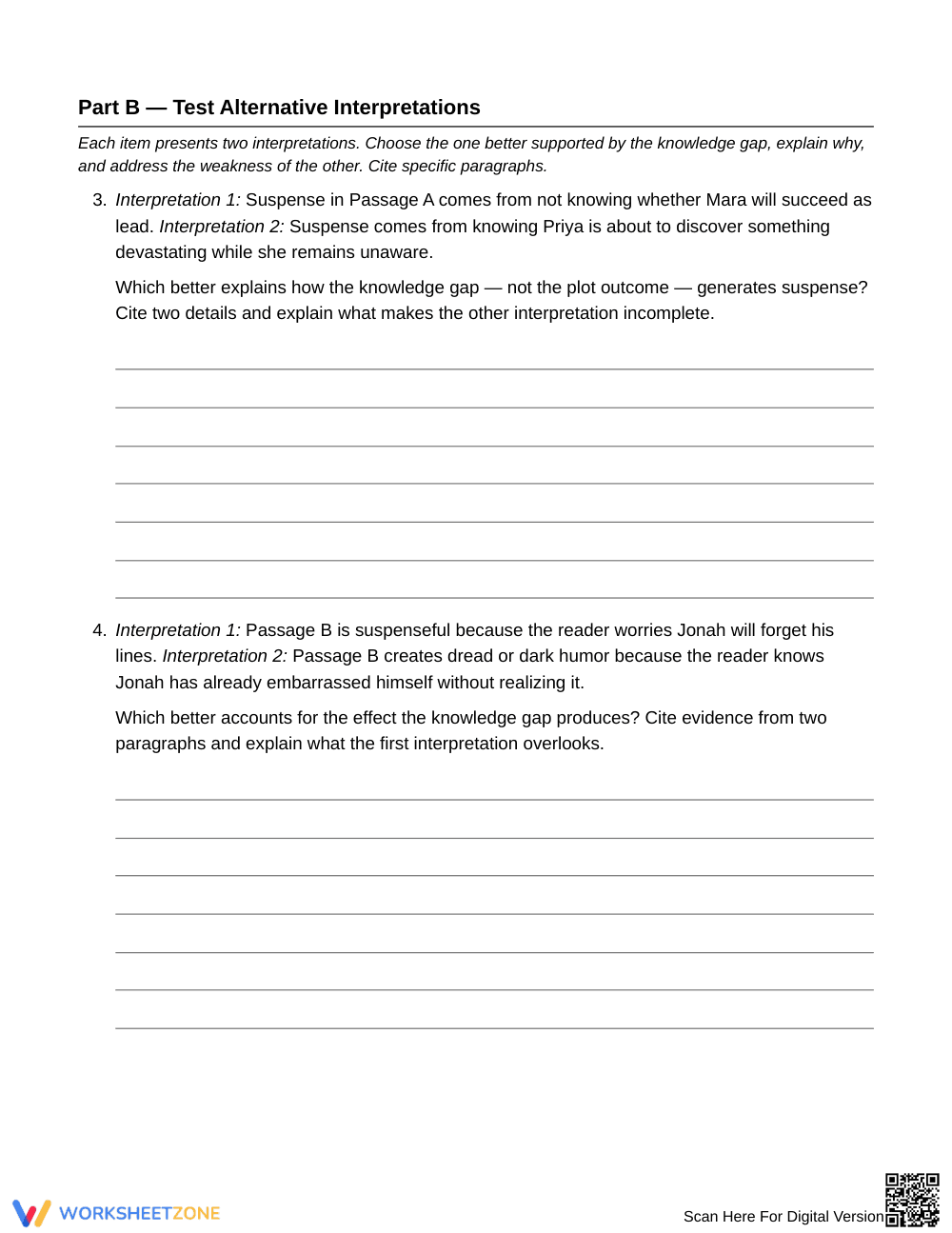 Printable Dramatic Irony & Suspense Worksheet | Grade 8 ELA - Page 3