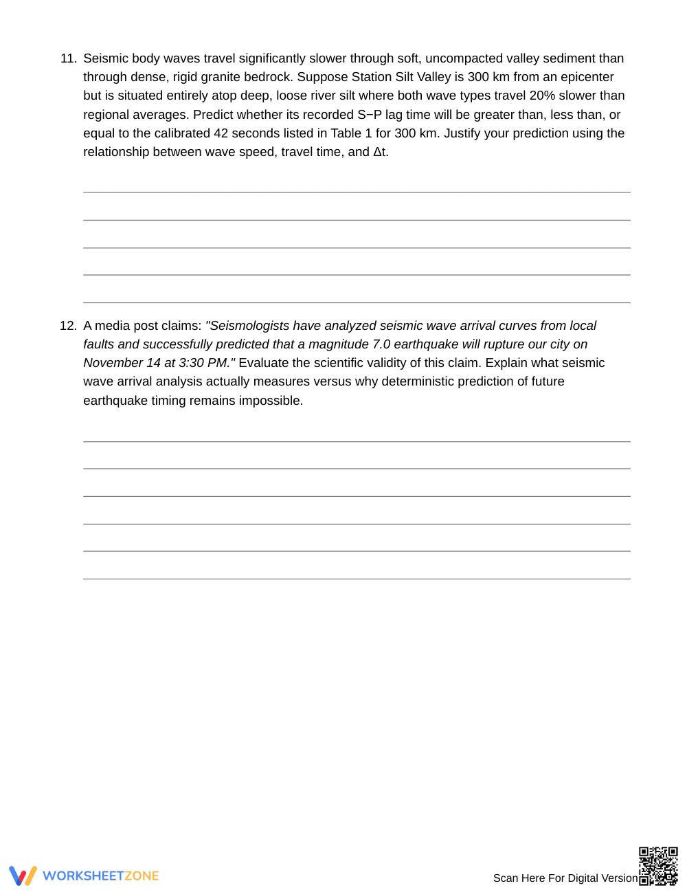 Complete Seismic Wave Arrivals Worksheet | Grade 8 Science - Page 5