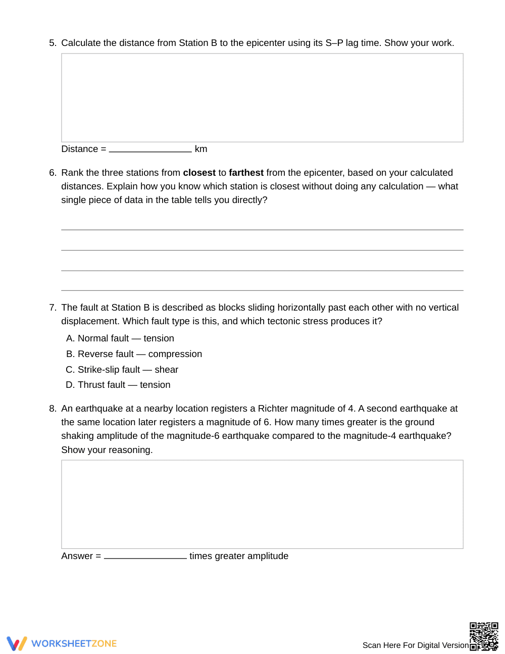 Printable Earthquake Evidence Worksheet | Grade 8 - Page 3