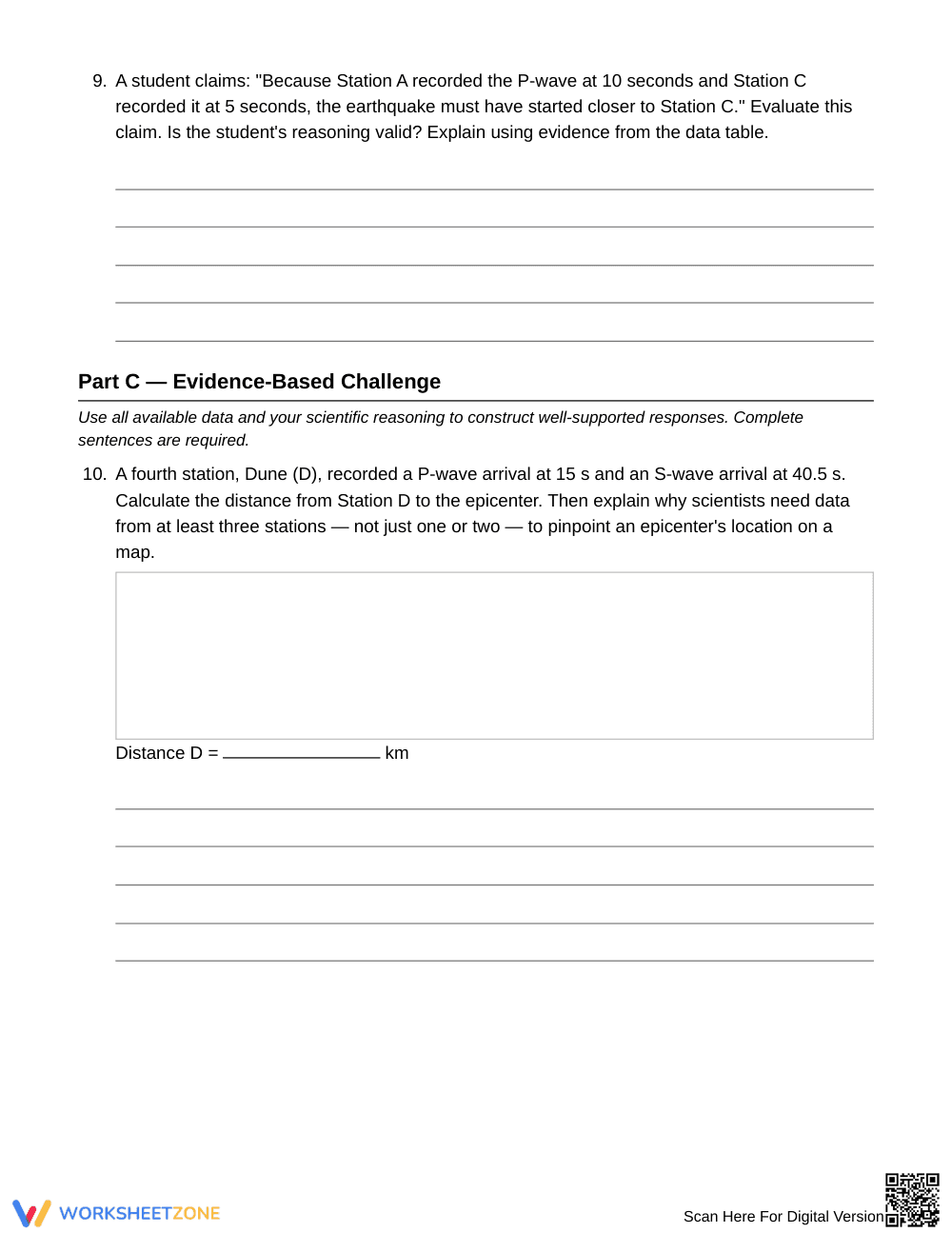 Printable Earthquake Evidence Worksheet | Grade 8 - Page 4