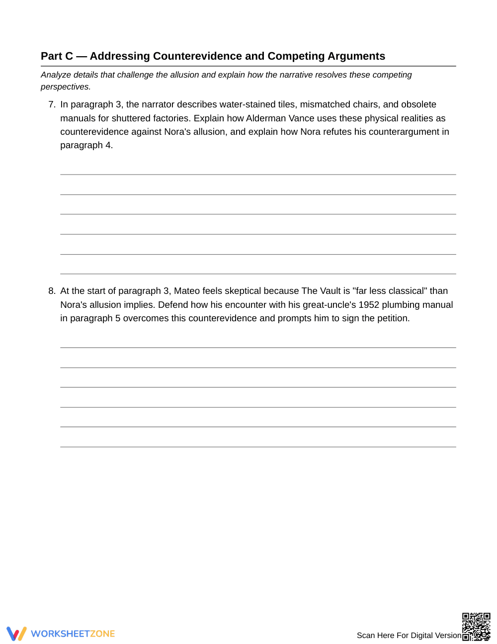 Complete Defending Allusions Worksheet | Grade 8 ELA - Page 5