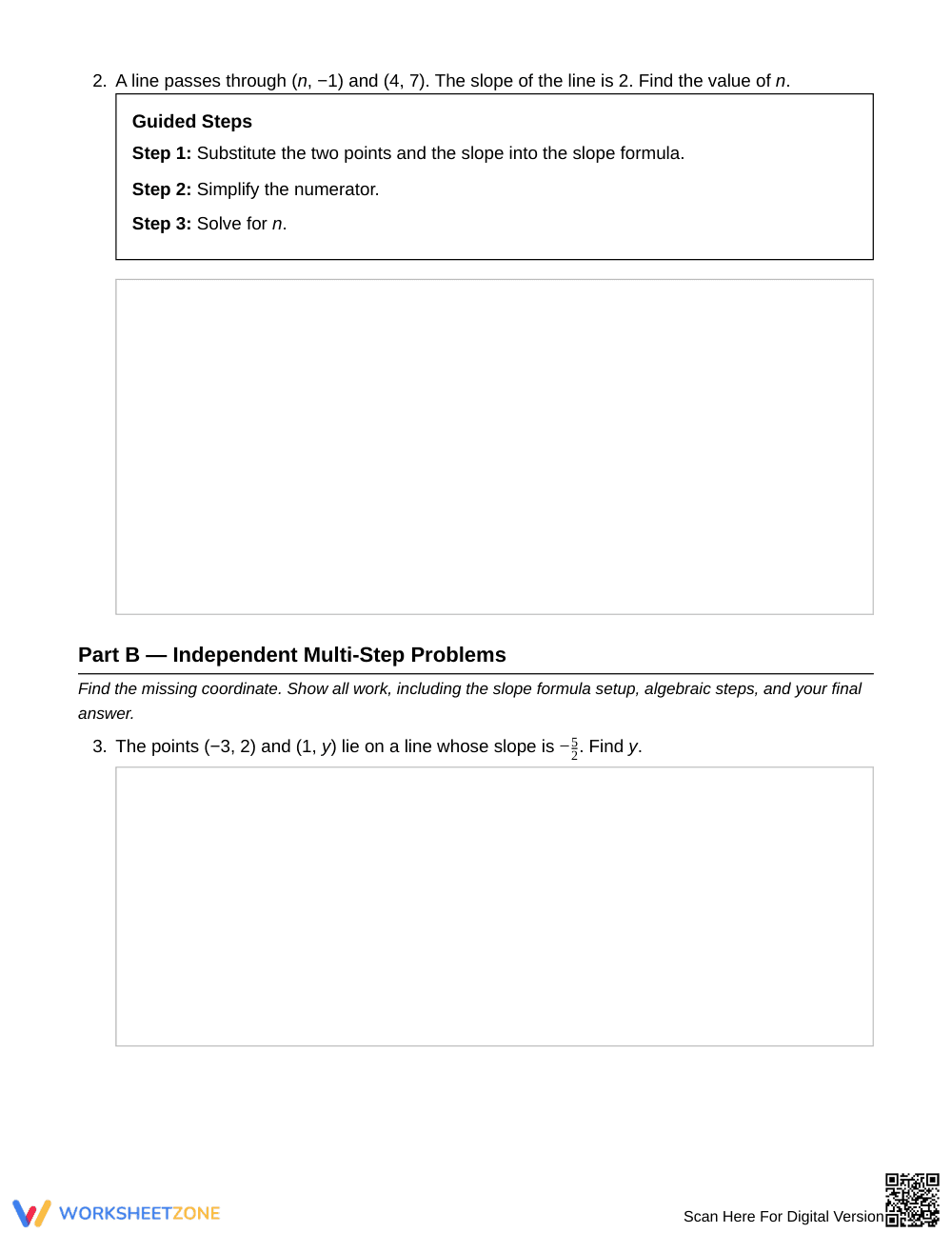 Complete Missing Coordinate Slope Worksheet | Grade 8 Math - Page 2