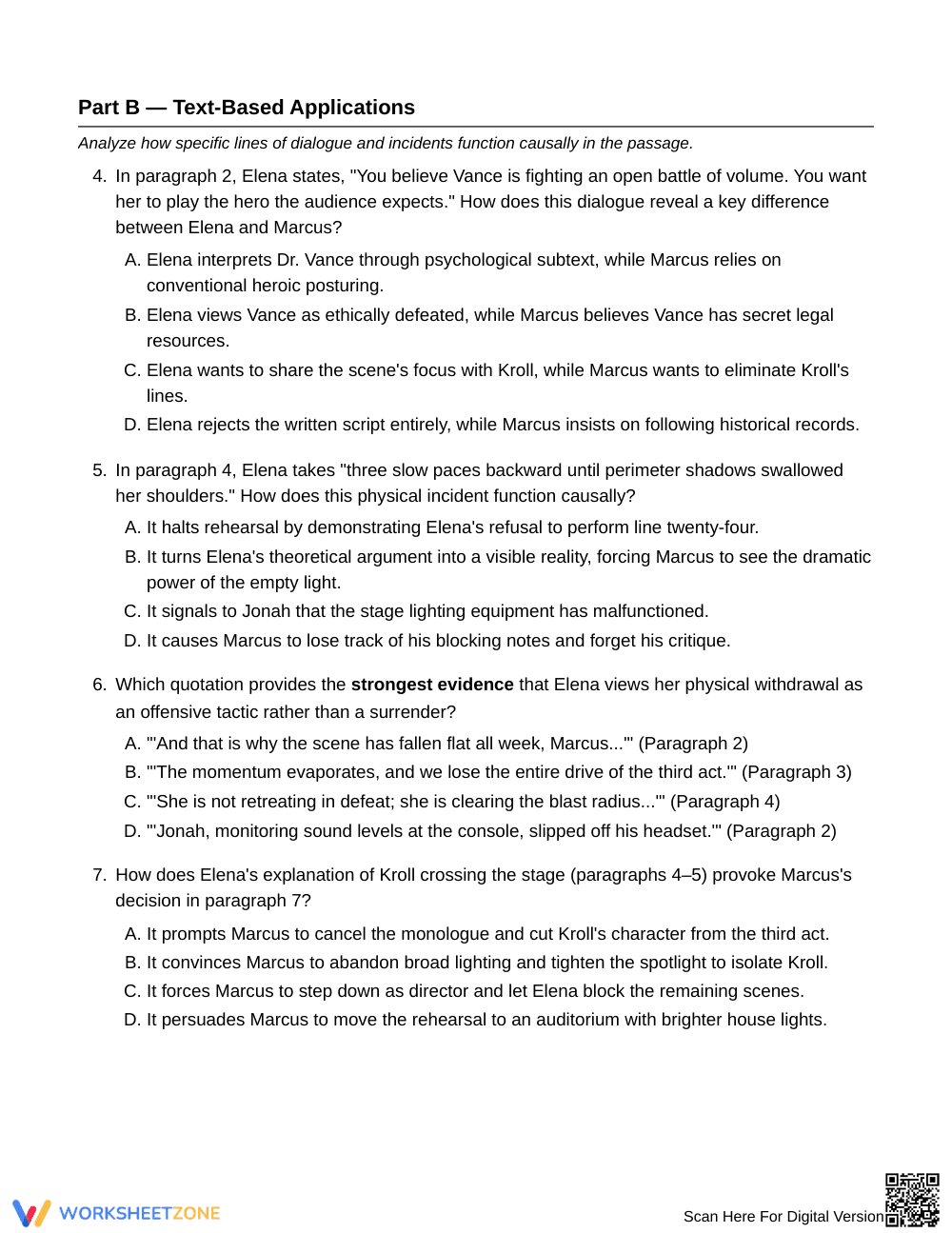 Aligned Dialogue and Action Worksheet | Grade 8 ELA - Page 4