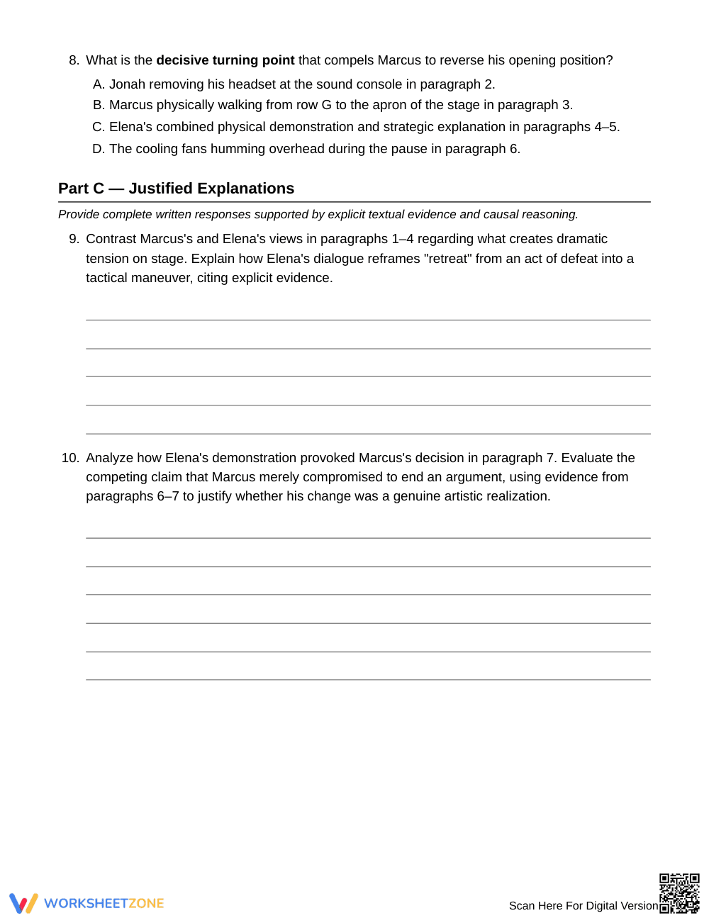 Aligned Dialogue and Action Worksheet | Grade 8 ELA - Page 5