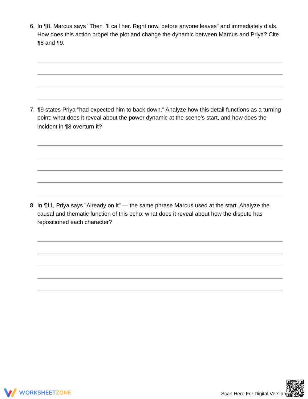 Complete Incident Consequences Worksheet | Grade 8 ELA - Page 4