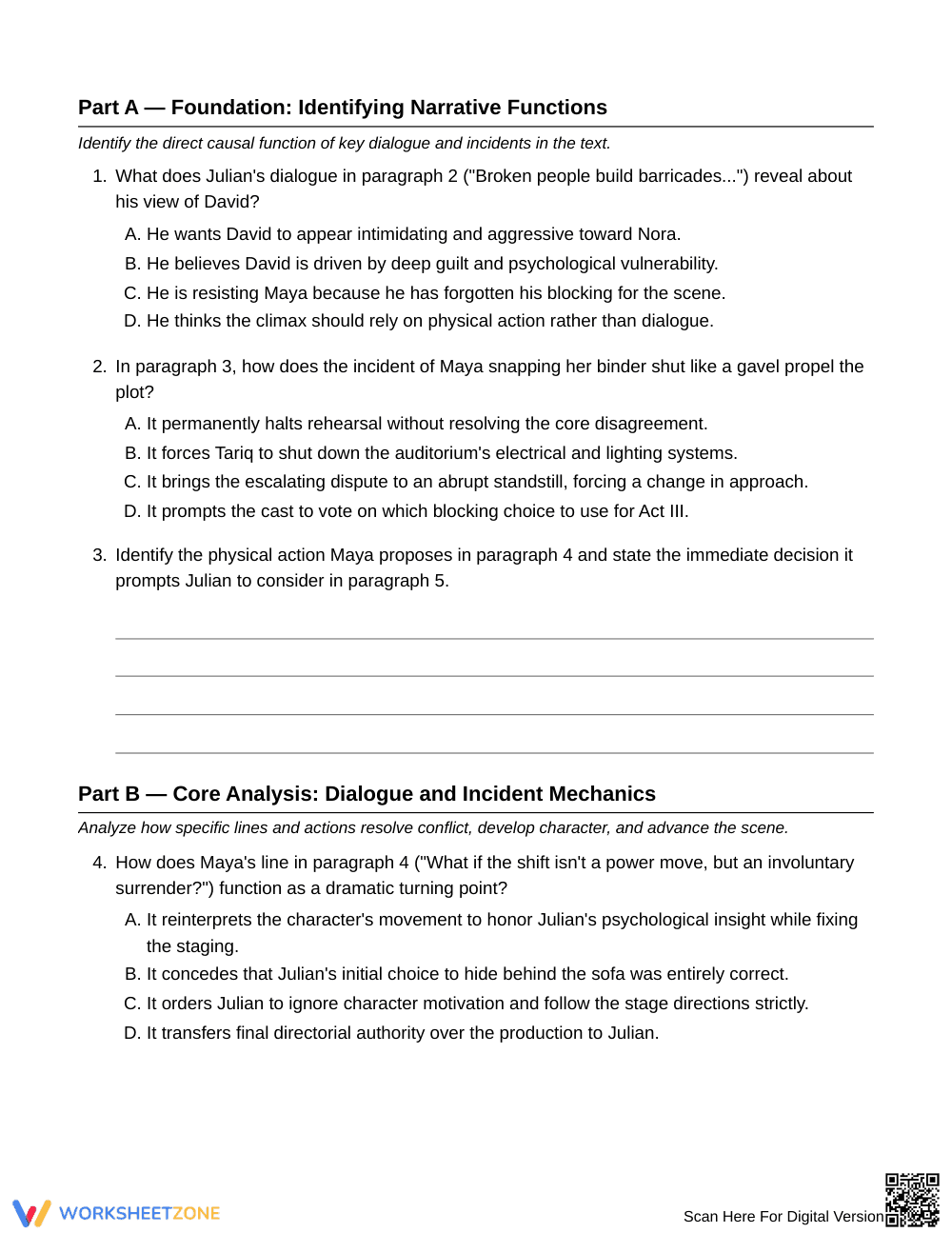 Essential Dialogue and Incident Worksheet | Grade 8 ELA - Page 3