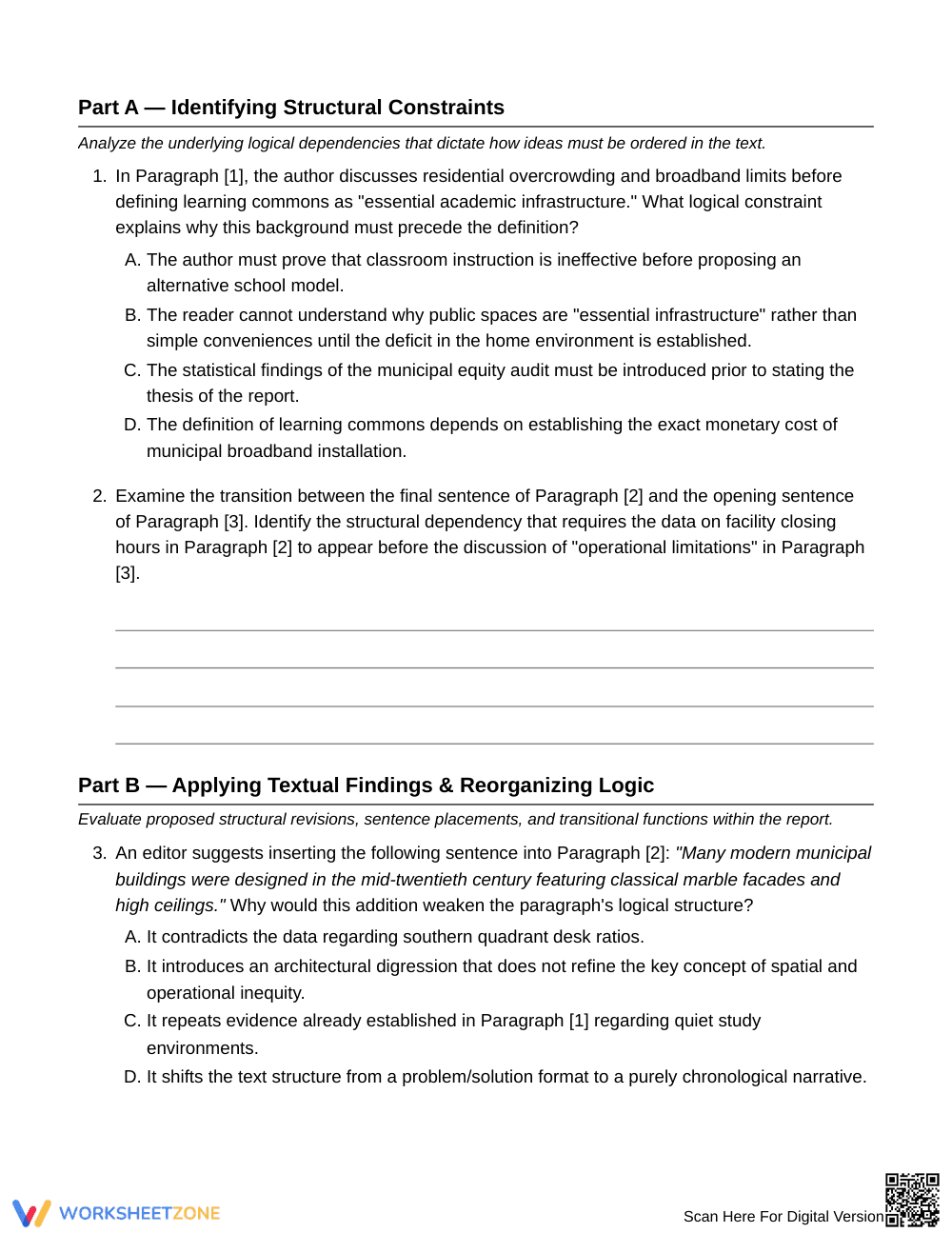 Complete Reorganizing Text Logic Worksheet | Grade 8 ELA - Page 3