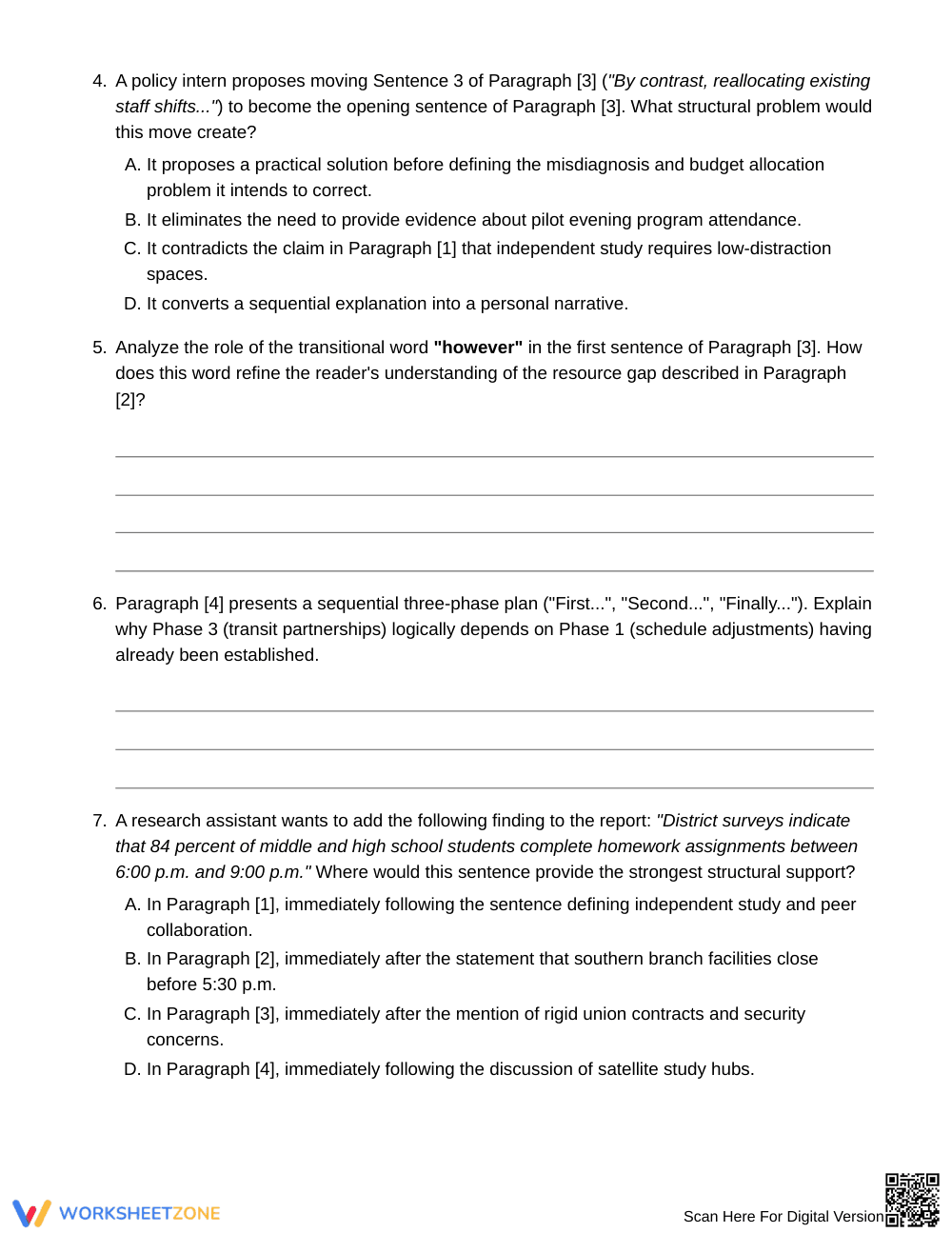 Complete Reorganizing Text Logic Worksheet | Grade 8 ELA - Page 4