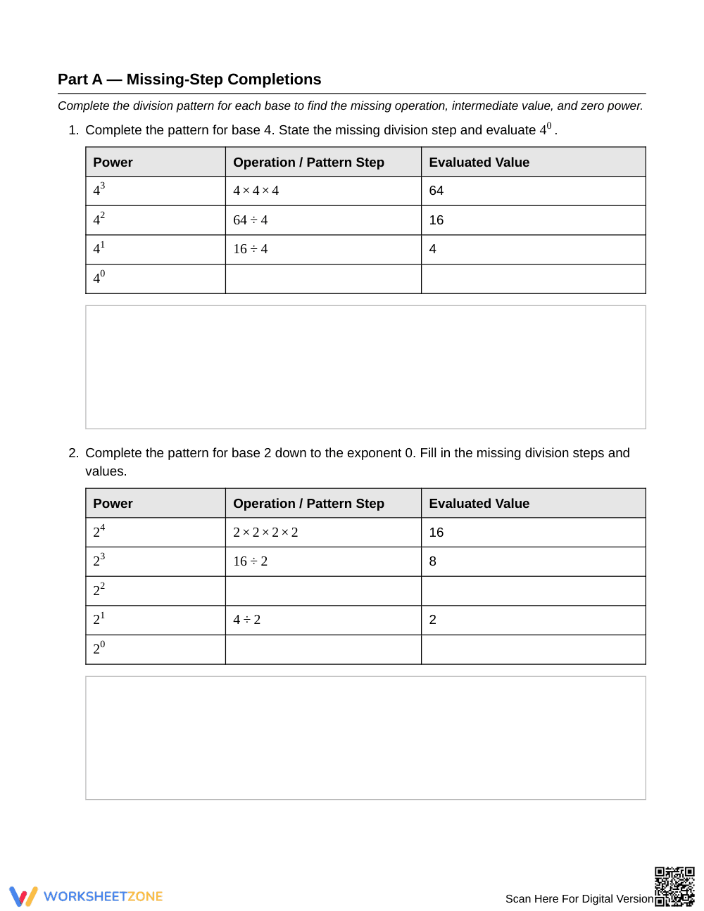 Essential Zero Powers Pattern Worksheet | Grade 8 Math - Page 2