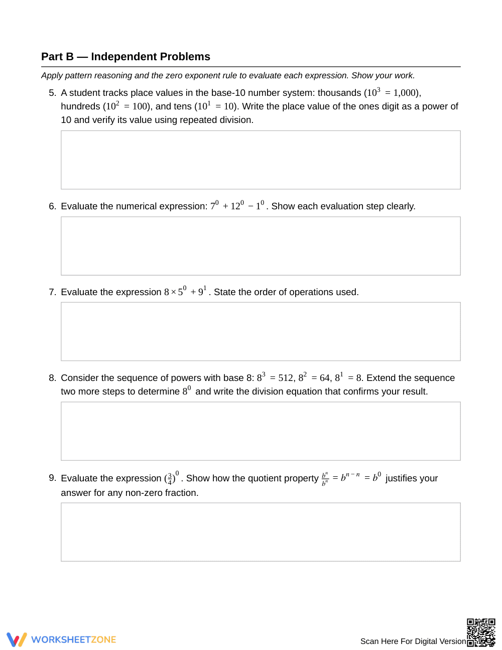 Essential Zero Powers Pattern Worksheet | Grade 8 Math - Page 4