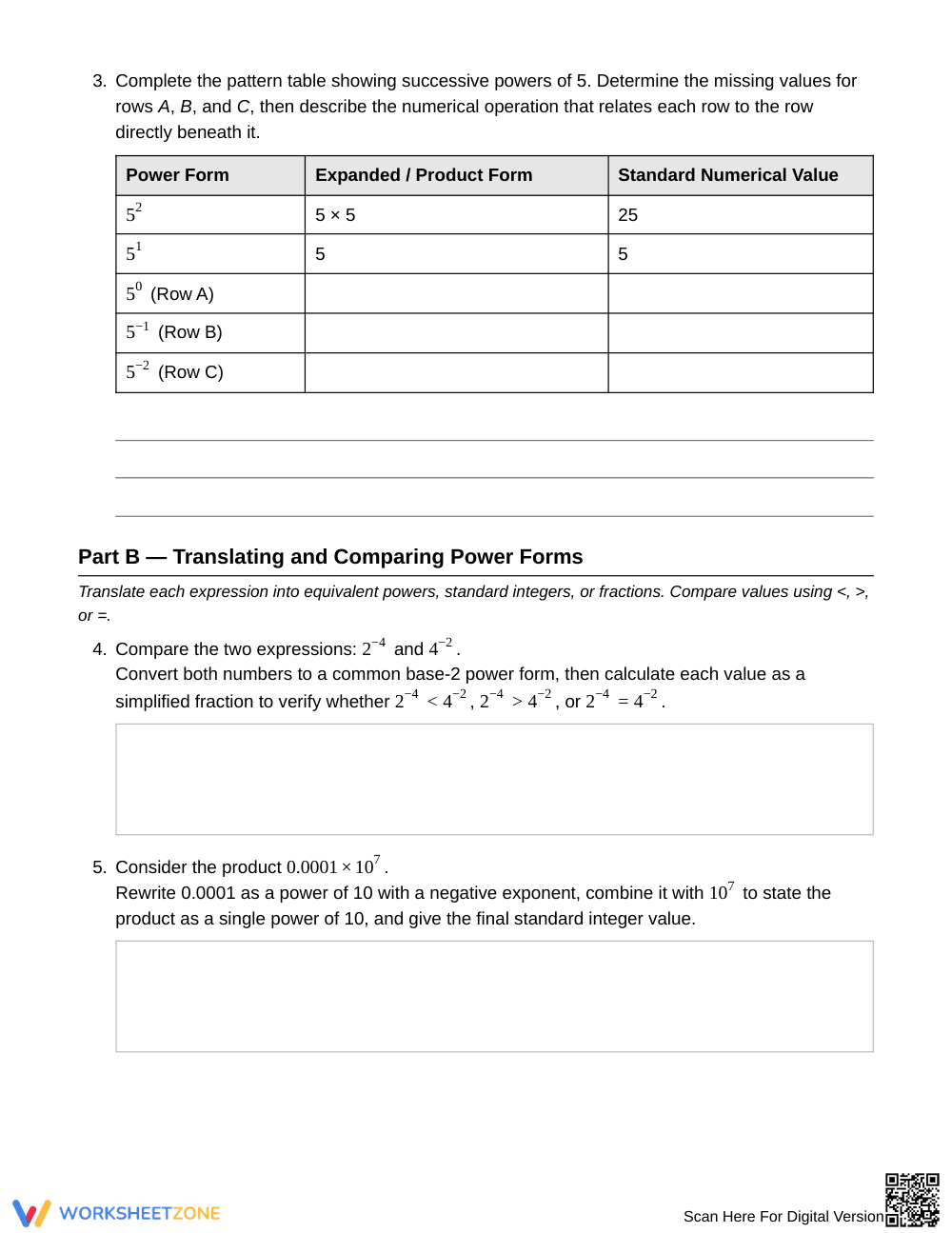 Complete Equivalent Power Forms Worksheet | Grade 8 Math - Page 2