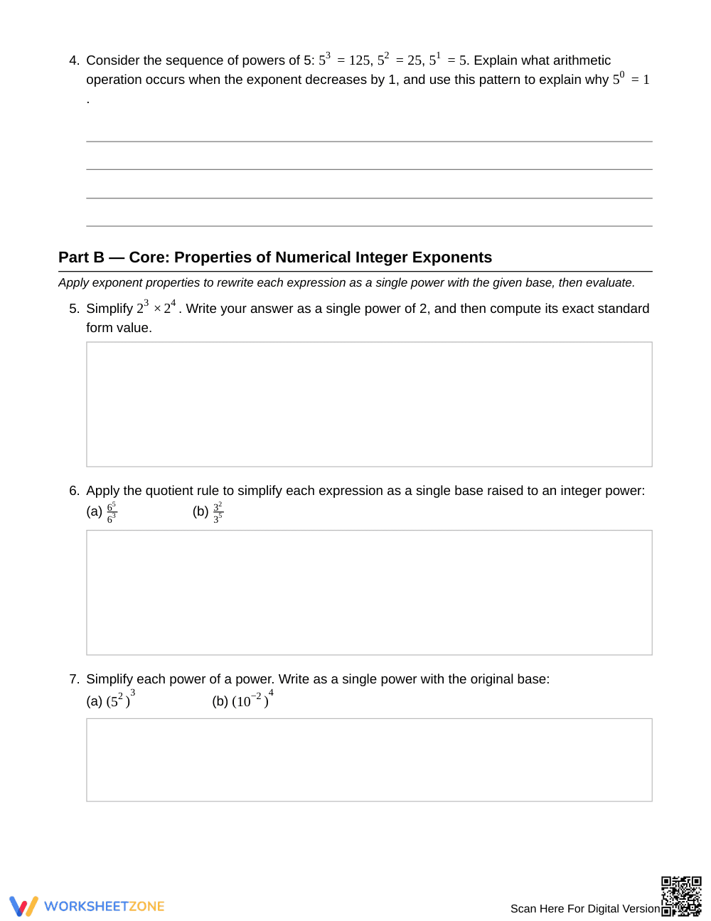 Complete Integer Exponents Worksheet | Grade 8 Math - Page 2