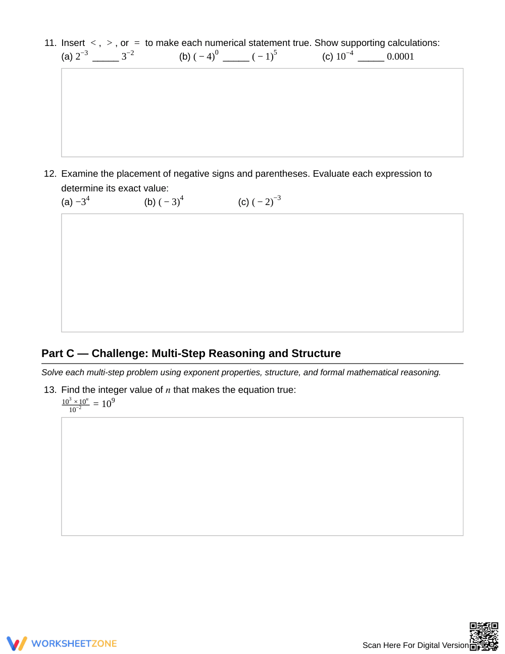 Complete Integer Exponents Worksheet | Grade 8 Math - Page 4