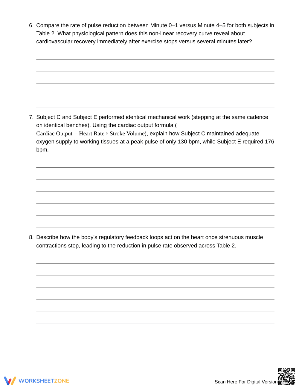 Ready Pulse and Recovery Data Worksheet | Grade 8 Science - Page 4