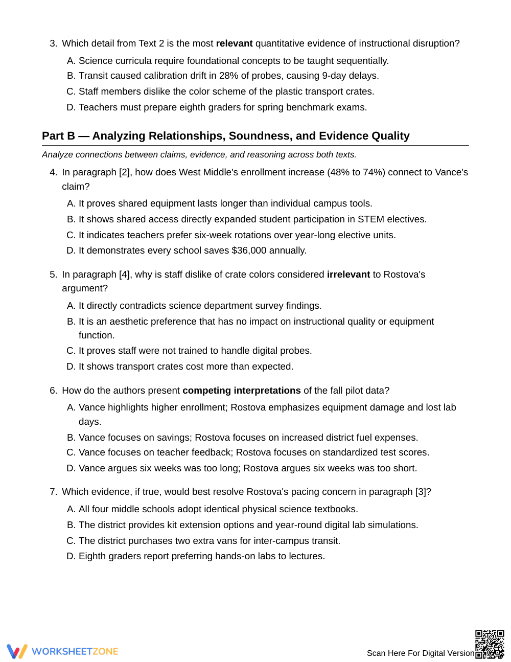 Complete Evidence Evaluation Worksheet | Grade 8 ELA - Page 3