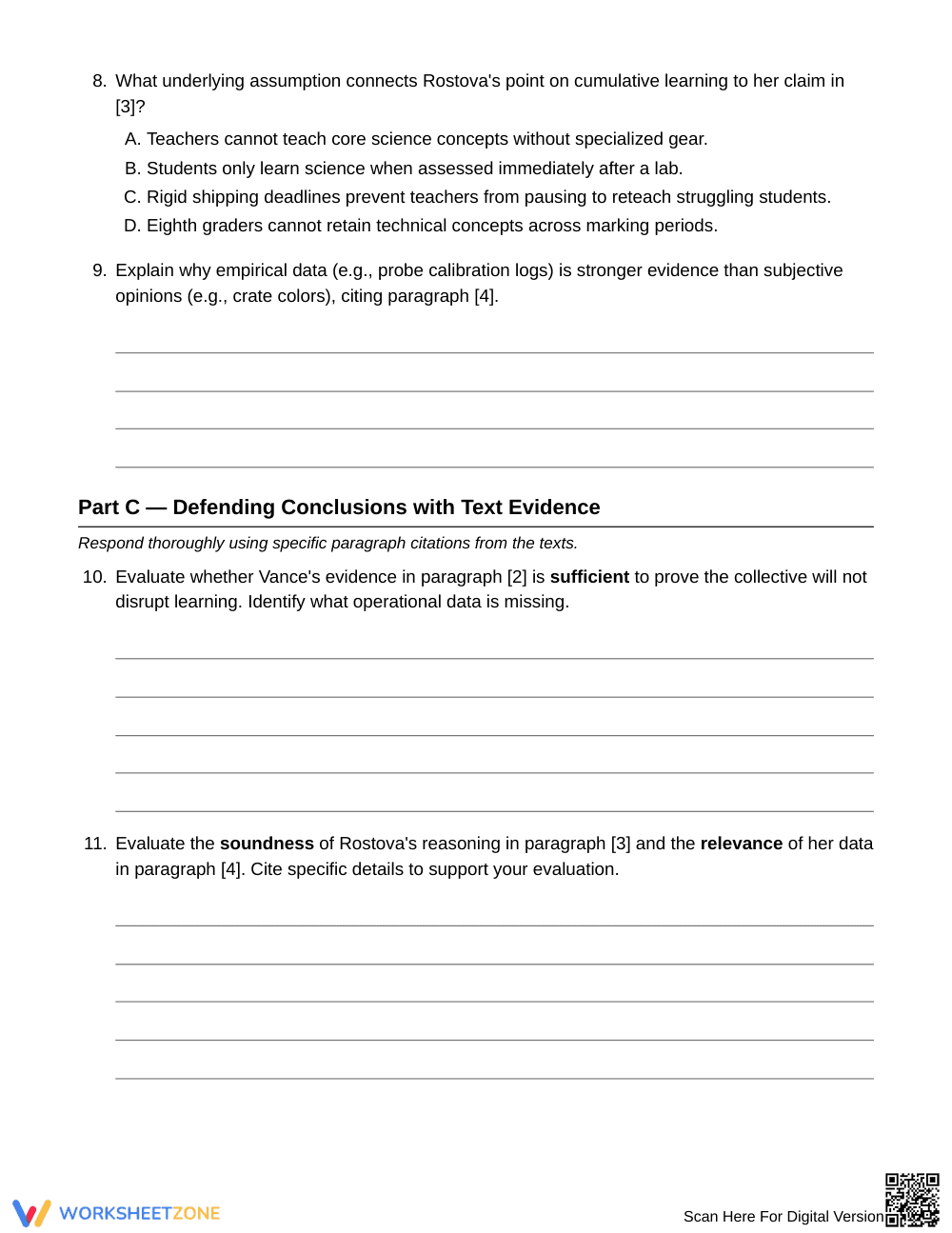 Complete Evidence Evaluation Worksheet | Grade 8 ELA - Page 4