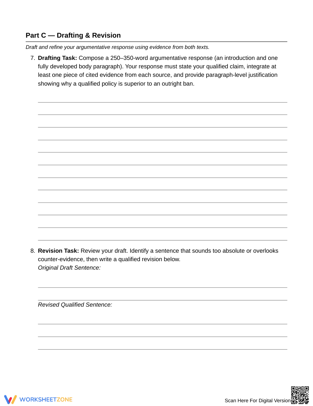 Essential Debatable Claims Worksheet | Grade 8 ELA - Page 5