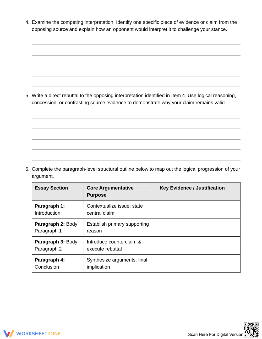 Complete Counterclaim Argument Worksheet | Grade 8 ELA - Page 4