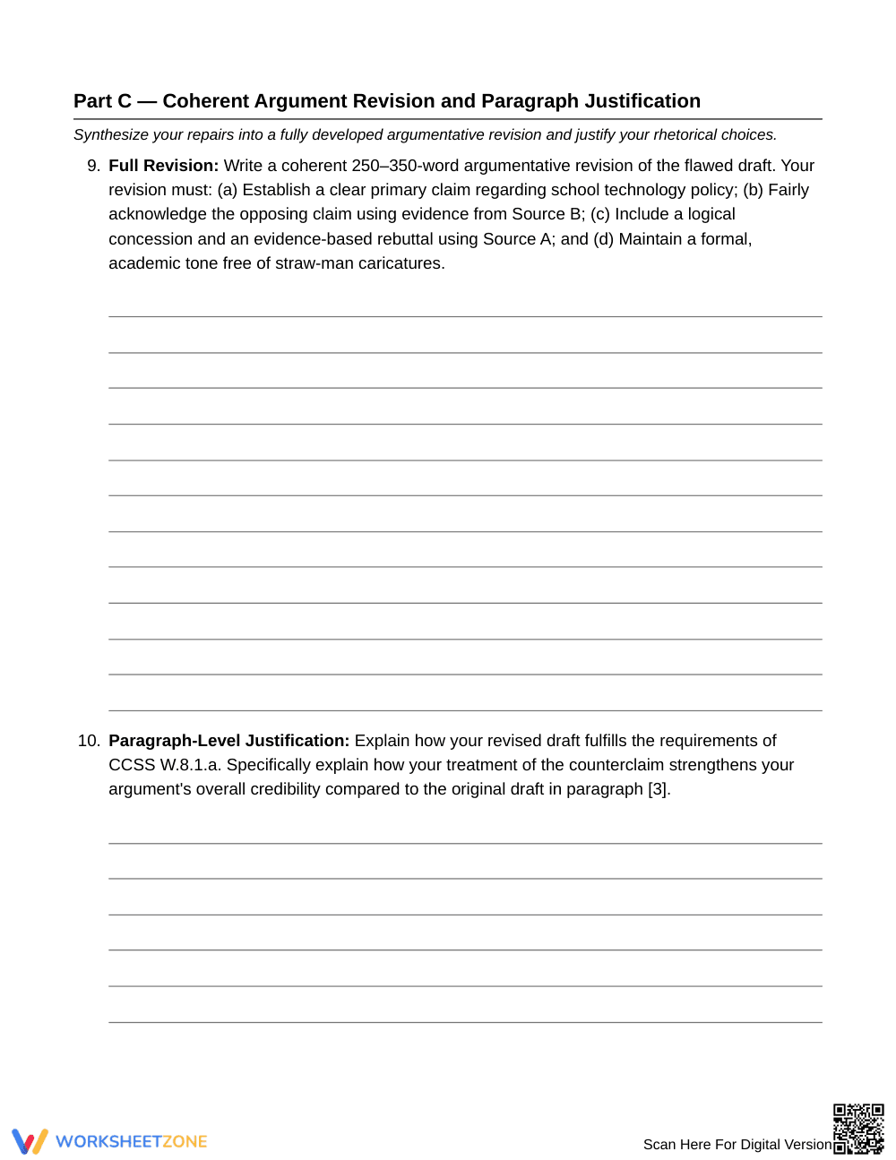 Complete Straw-Man Counterclaim Worksheet | Grade 8 ELA - Page 5