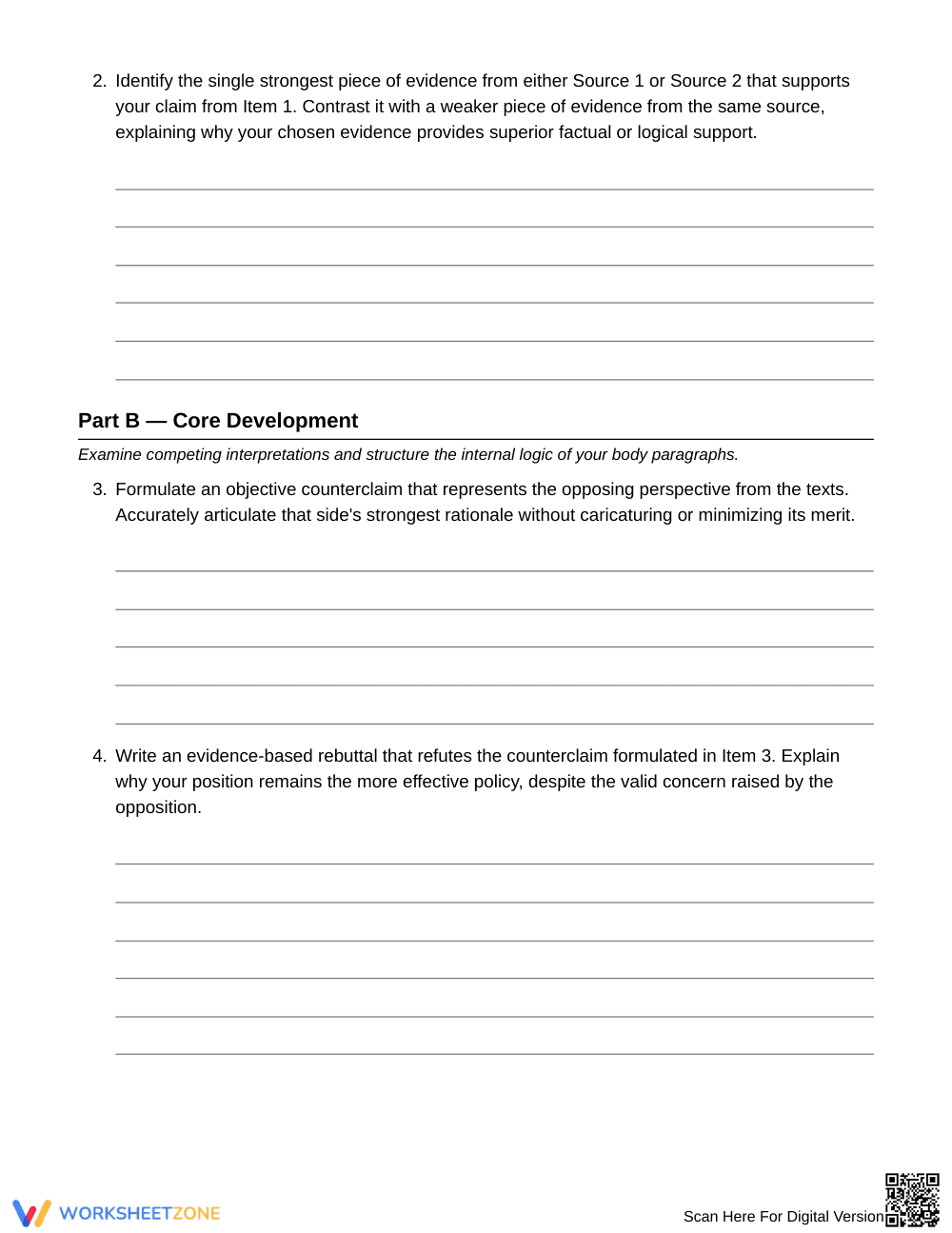 Complete Argumentative Writing Worksheet | Grade 8 ELA - Page 3