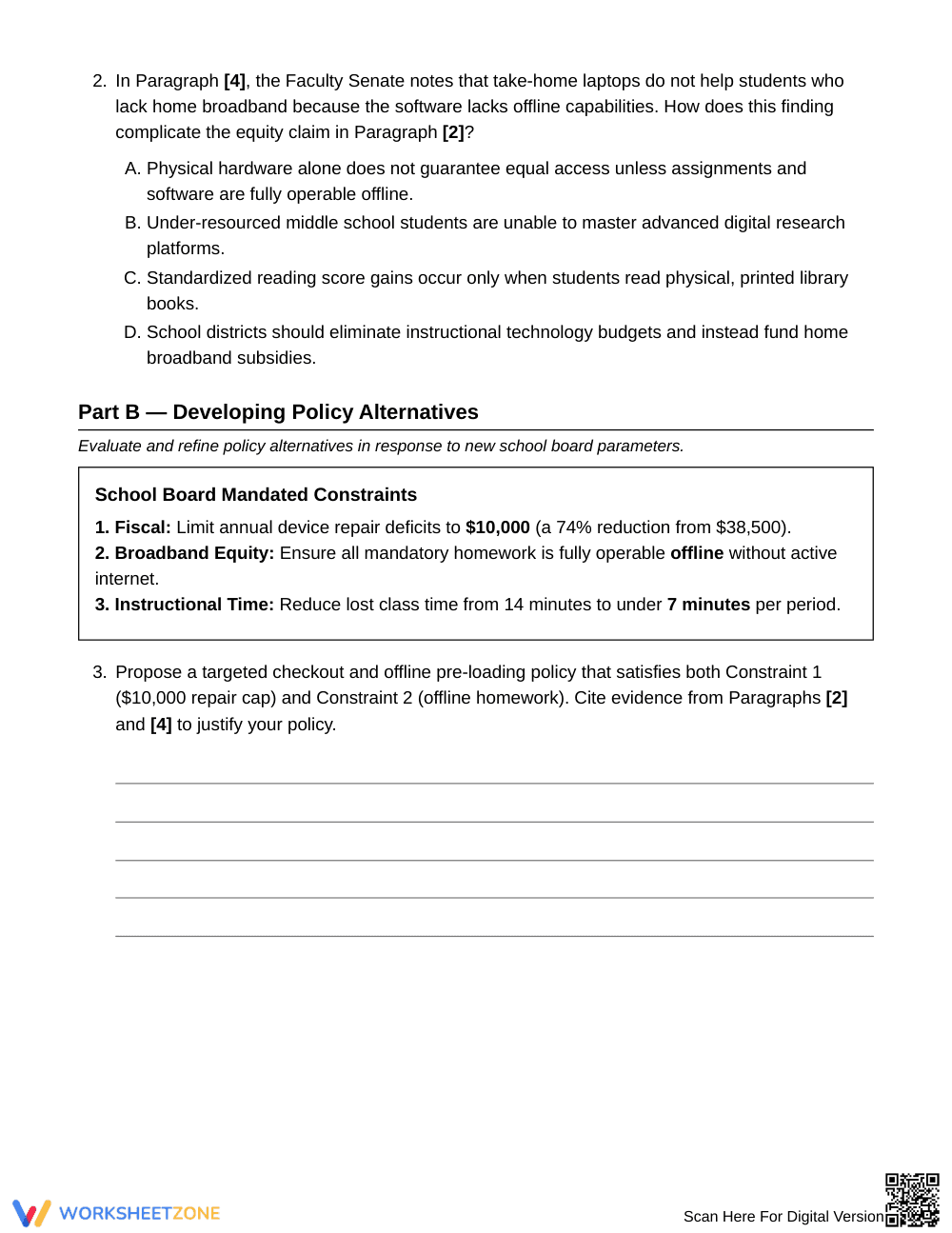 Complete Revising a Position Worksheet | Grade 8 ELA - Page 3