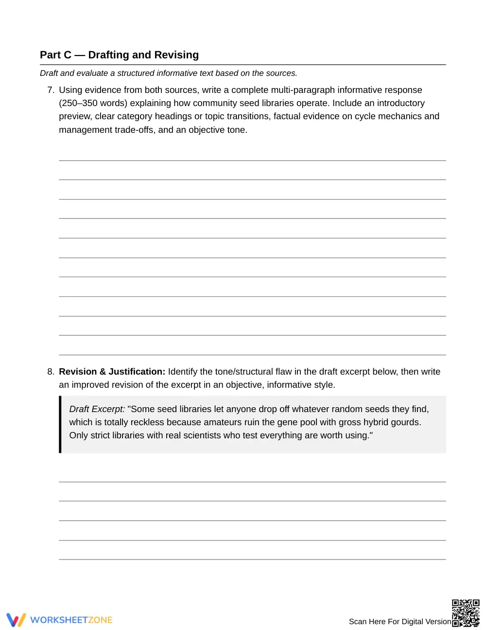Essential Explanatory Scope Worksheet | Grade 8 ELA - Page 5