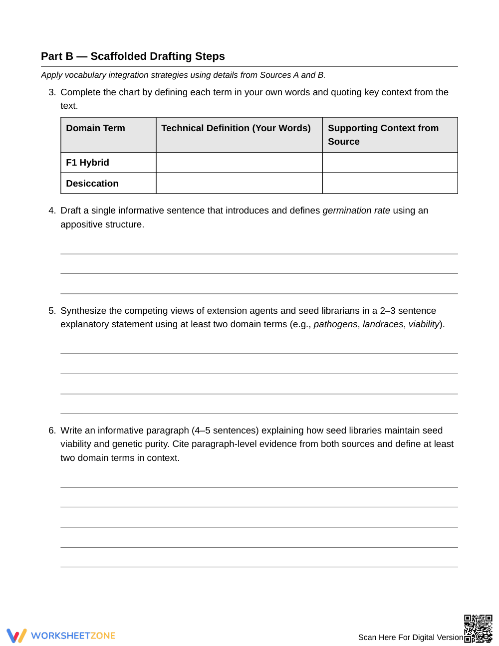 Essential Domain Vocabulary Worksheet | Grade 8 ELA - Page 4