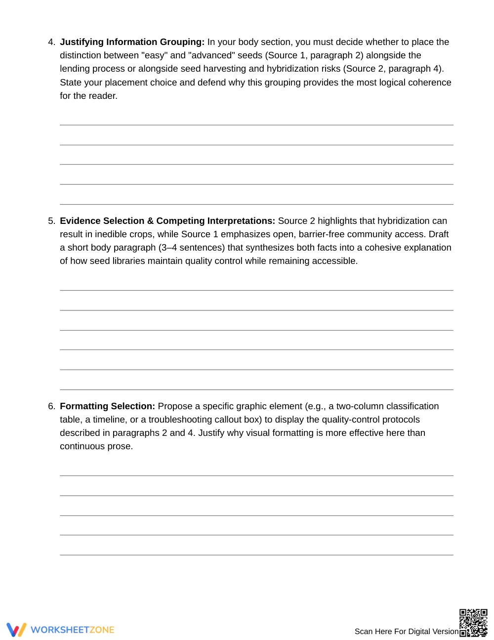 Complete Organizational Choices Worksheet | Grade 8 ELA - Page 4