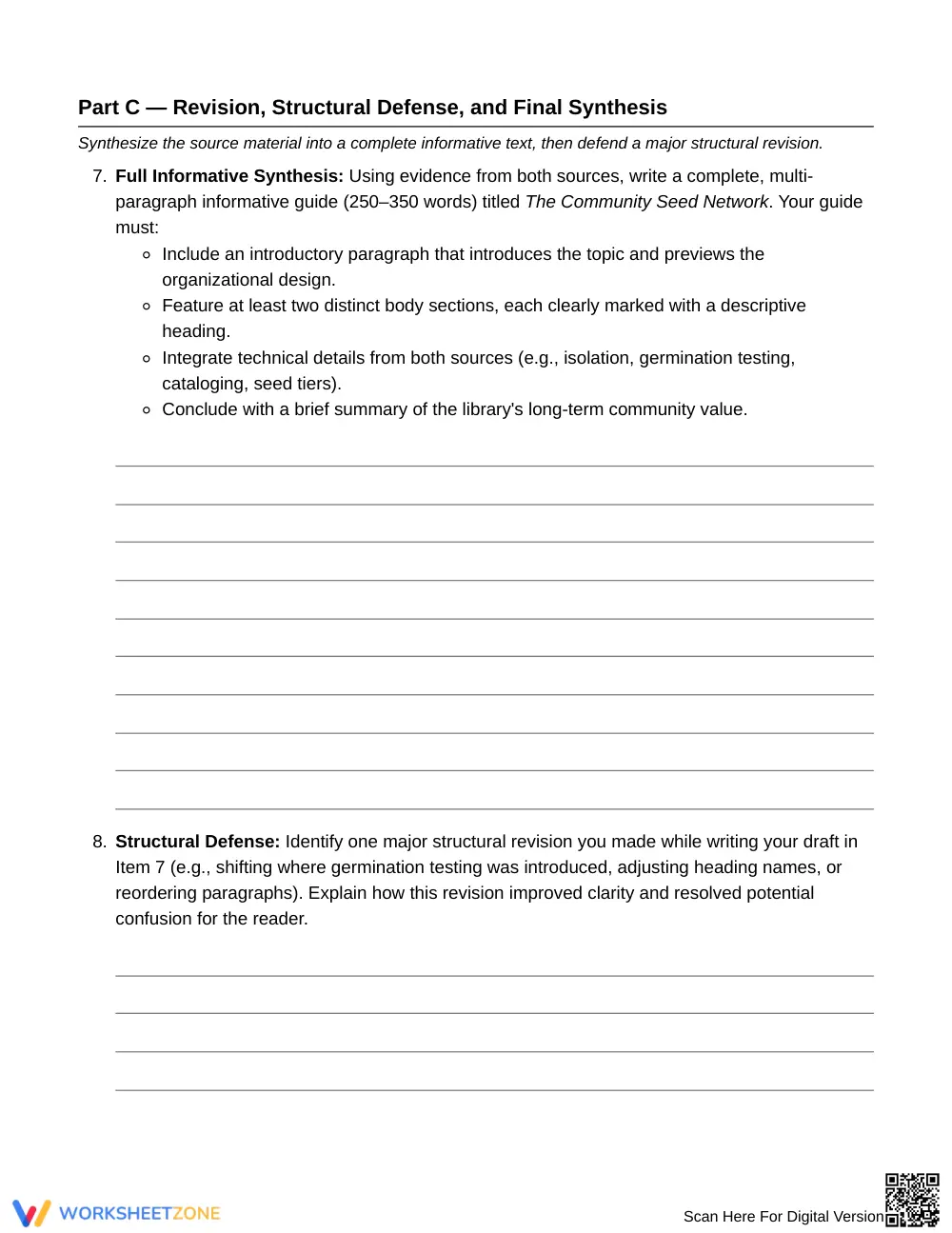 Complete Organizational Choices Worksheet | Grade 8 ELA - Page 5