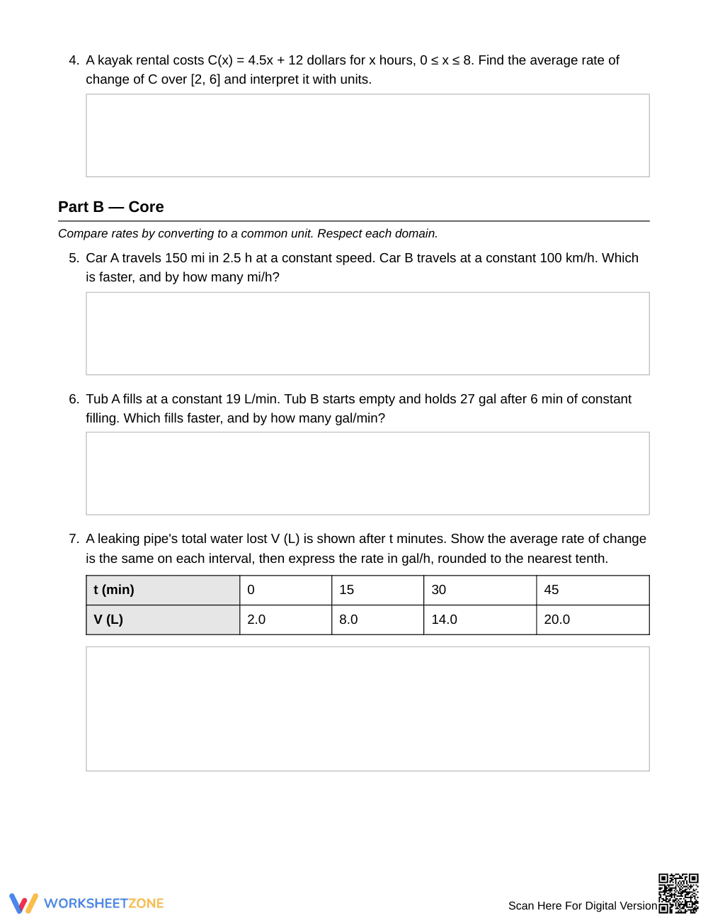 Printable Compare Rates Worksheet | Grade 9 Algebra I - Page 2