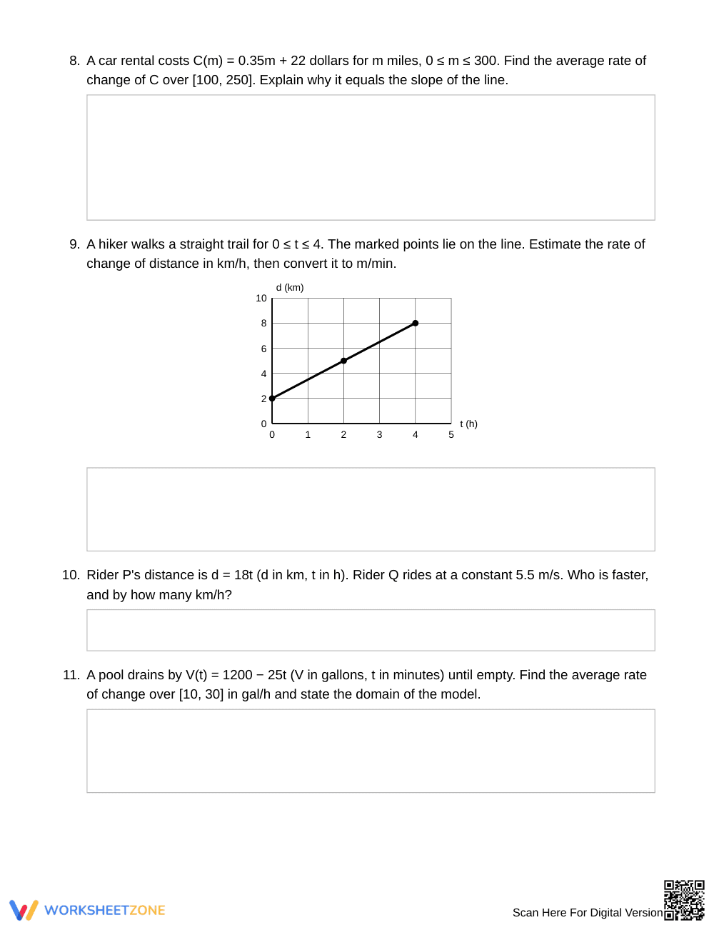 Printable Compare Rates Worksheet | Grade 9 Algebra I - Page 3