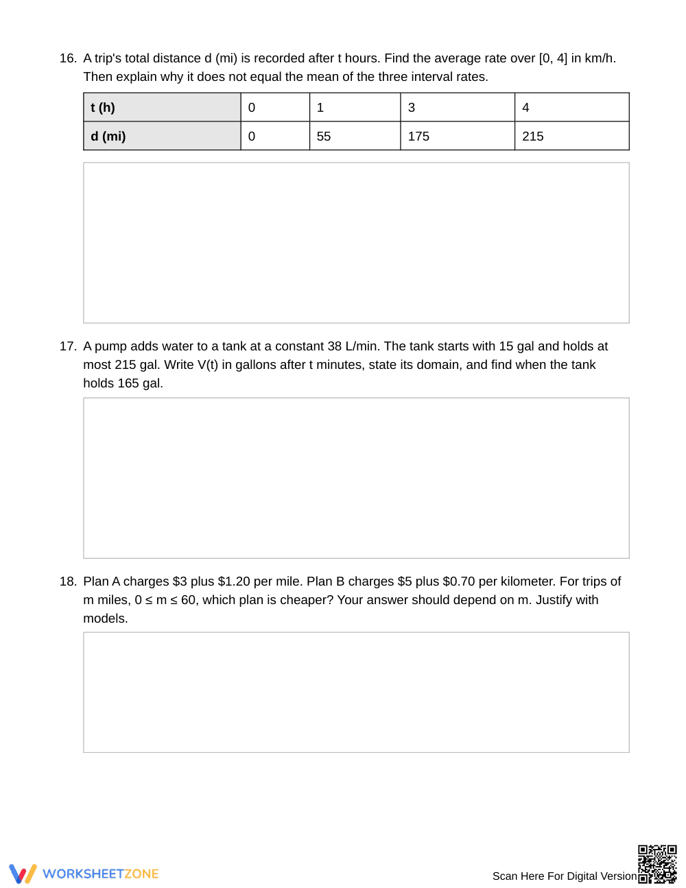 Printable Compare Rates Worksheet | Grade 9 Algebra I - Page 5