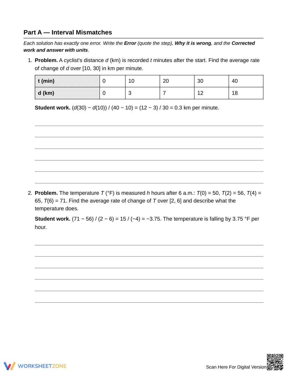 Printable Interval Mismatch Worksheet | Grade 9 Algebra I - Page 2