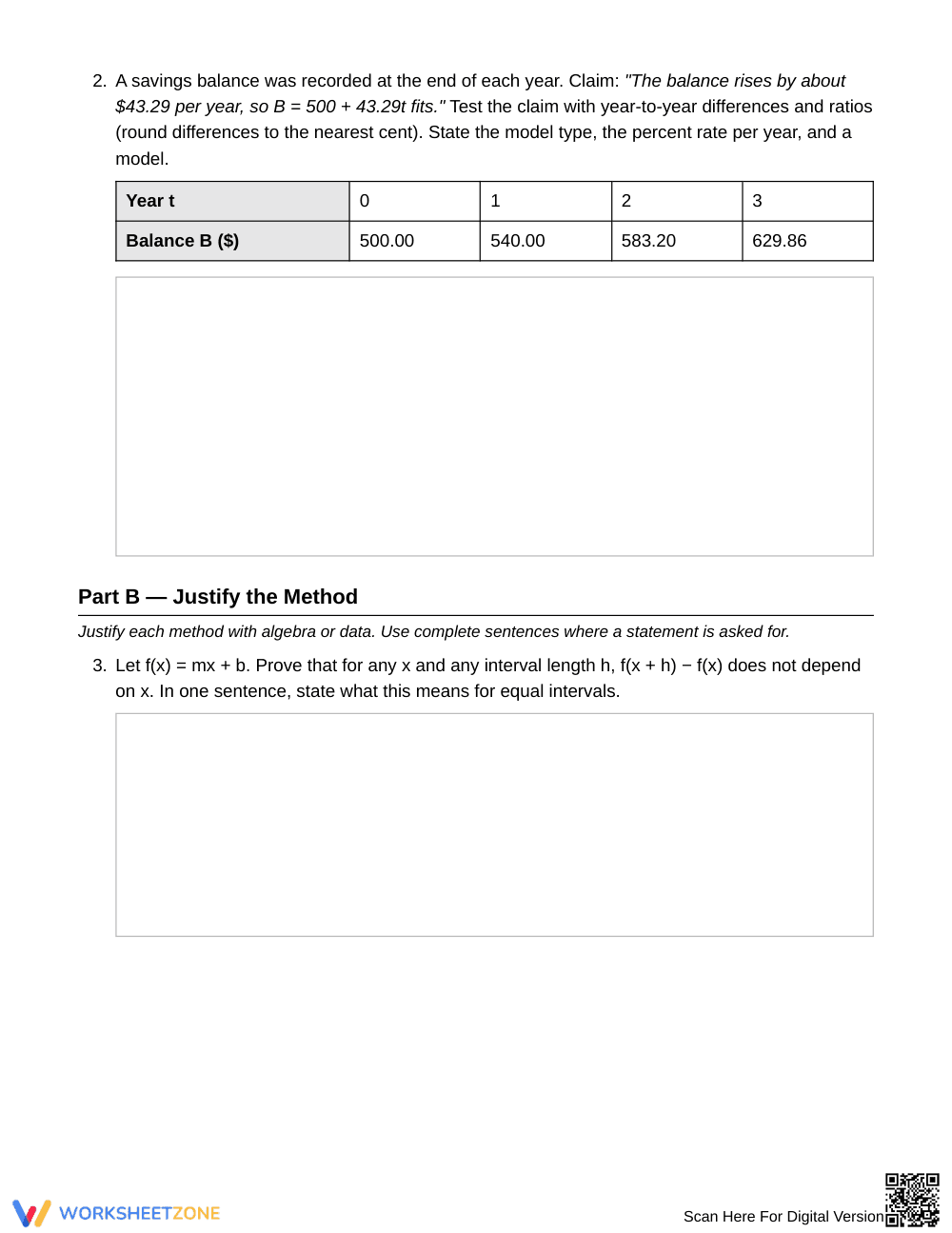 Printable Justify Linear Rate Worksheet | Grade 9 Algebra I - Page 2
